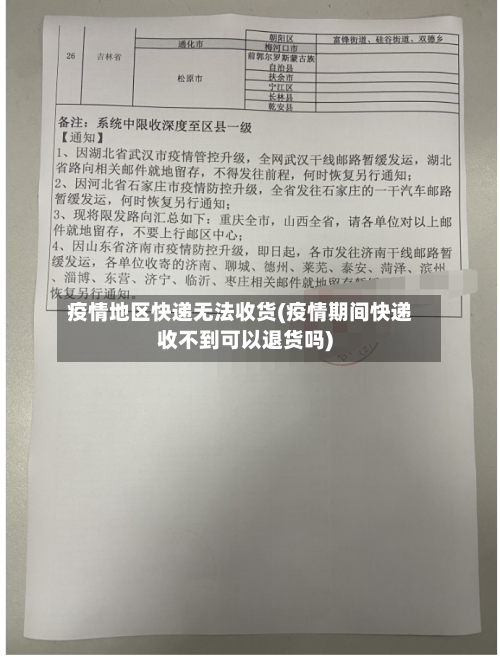 疫情地区快递无法收货(疫情期间快递收不到可以退货吗)