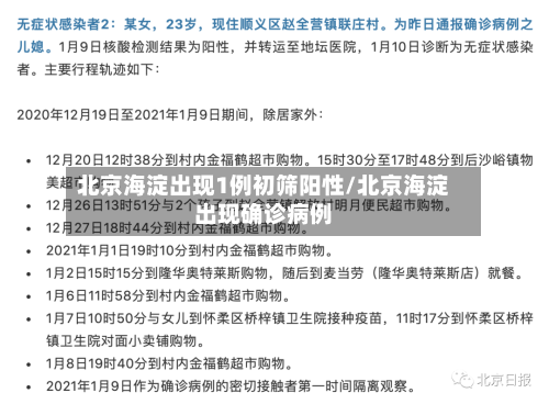 北京海淀出现1例初筛阳性/北京海淀出现确诊病例