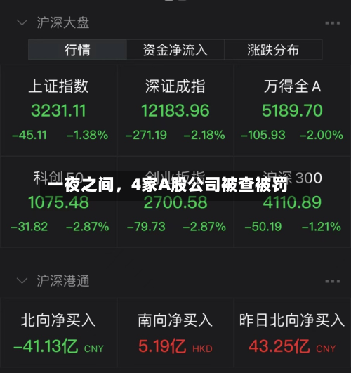 一夜之间，4家A股公司被查被罚
