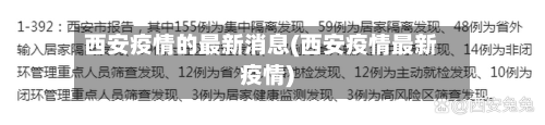 西安疫情的最新消息(西安疫情最新疫情)