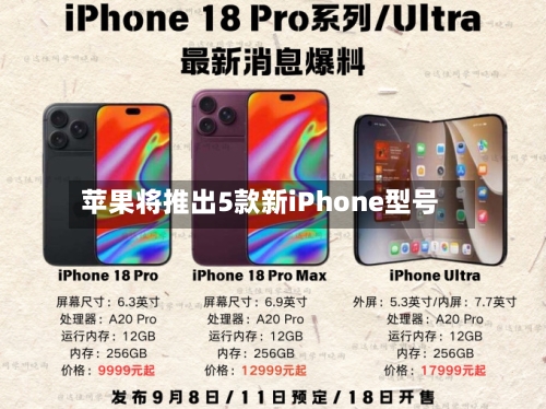 苹果将推出5款新iPhone型号
