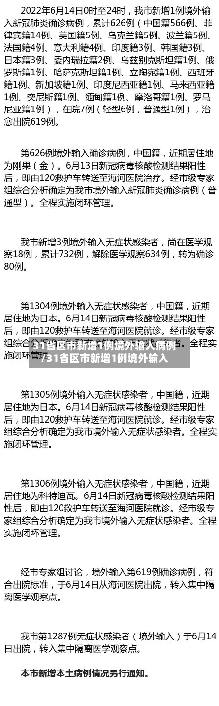 31省区市新增1例境外输入病例/31省区市新增1例境外输入-第3张图片