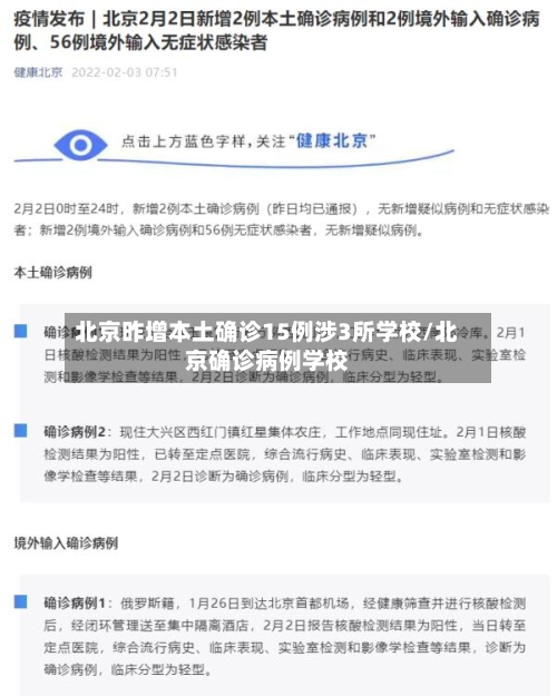 北京昨增本土确诊15例涉3所学校/北京确诊病例学校