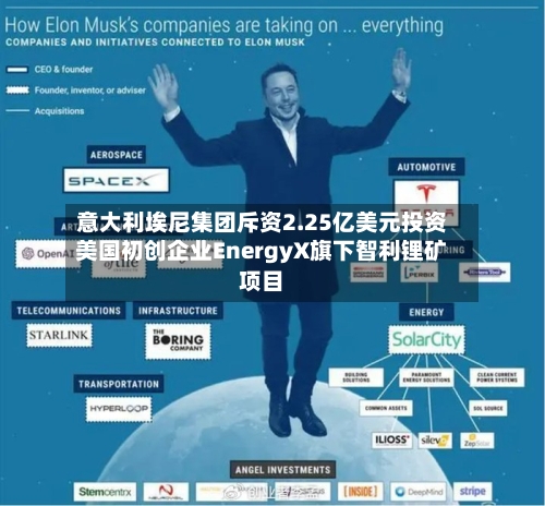 意大利埃尼集团斥资2.25亿美元投资美国初创企业EnergyX旗下智利锂矿项目