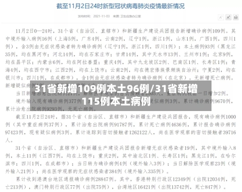 31省新增109例本土96例/31省新增115例本土病例