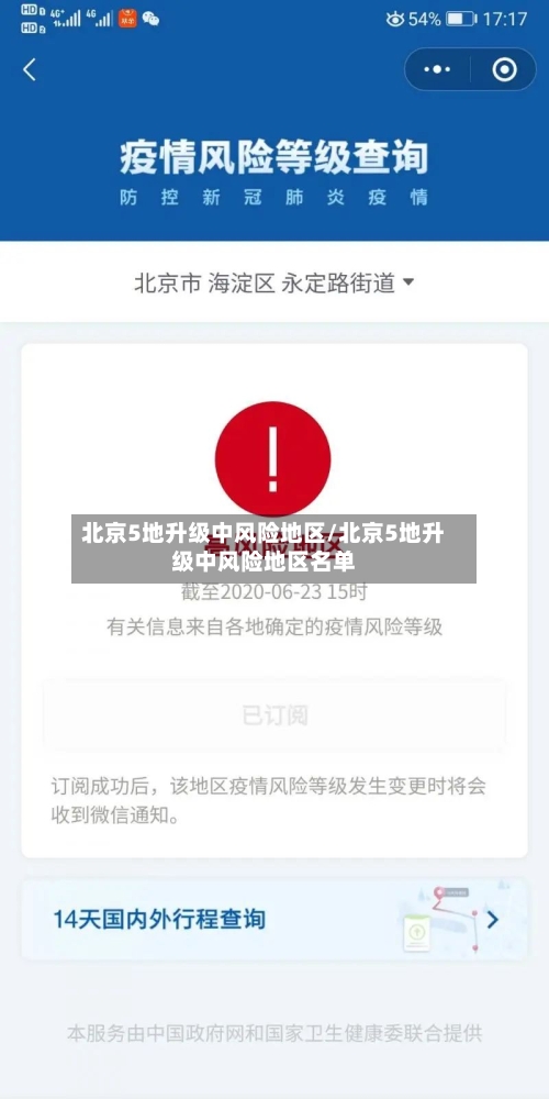 北京5地升级中风险地区/北京5地升级中风险地区名单