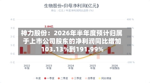 神力股份：2026年半年度预计归属于上市公司股东的净利润同比增加103.13%到191.99%-第2张图片